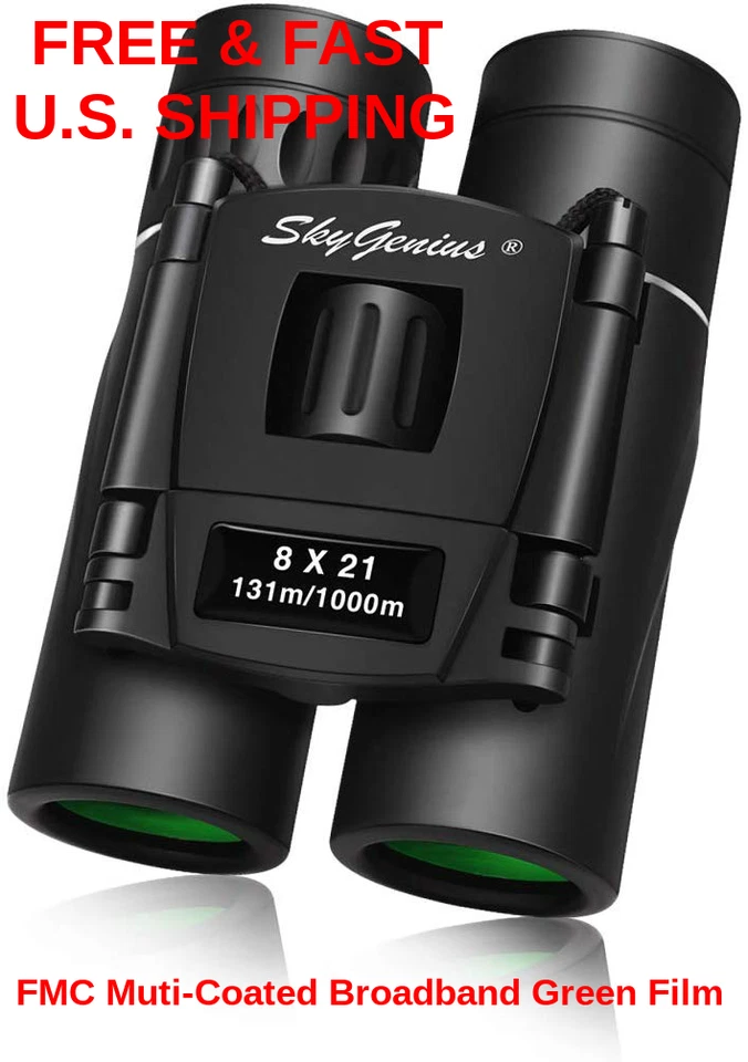 MINI BINOCULARS Pocket Folding Bk7 Roof Prism Multi-Coated Lens  8x21 HD VISION - Image 1 of 4