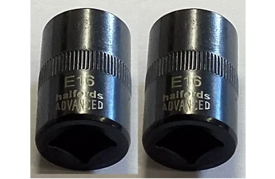 2 x E16 Halfords Advanced Female Torx Star 3/8 Drive Socket Tool “Black Edition” - Image 1 of 3
