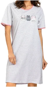 Camicia da notte bambina COMTESSA manica corta cotone design ad anelli grigia taglia 164 - Foto 1 di 3