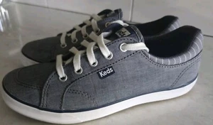 Scarpe sneakers Keds Center II Chambray blu denim WF64234 donna taglia US 6 nuove senza etichette - Foto 1 di 18