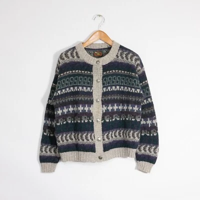 Vintage Alps Fair Isle Wool Cardigan Sweater Womens Large Distressed Heavyweight - Image 1 of 4