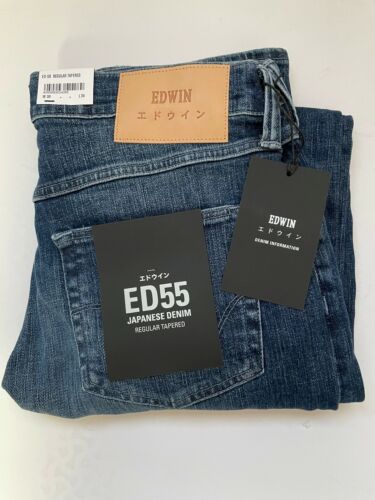 EDWIN ED-55 Regular Tapered Jeans W30 L34 Yukki Blue Denim BNWT
