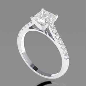 1 1/4 CT Diamond Engagement Ring Princess Cut f/si1-si2 14K Rose Gold Size 7