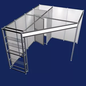 Messestand Eckstand 3 x 4 Meter mit Messeregale Messebausystem Stand 3 - Bild 1 von 5