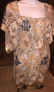 NWOT Agora Tunic Top Off Shoulder Peasant Boho Blouse Semi Sheer Kimono Sleeve M - Picture 1 of 12