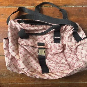 Ralph Lauren Pink Nylon Monogram Tote Duffle Bag Front Pocket With Buckle READ - Picture 1 of 4