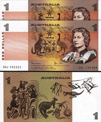 Australia 1 Dollars 1983, UNC, 2 Pcs PAIR, Consecutive, P-42d, Johnston & Stone - Image 1 of 4