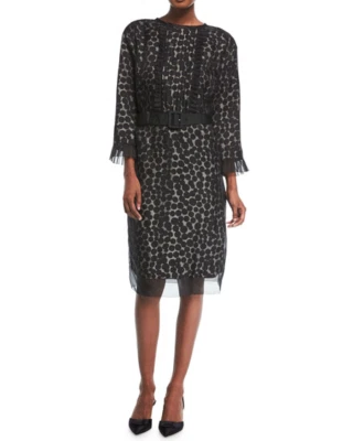 Marc Jacobs изменен/поврежден курорт 18 3/4 рукав Dot жаккард подпоясанный платье sz 6 - Изображение 1 из 4