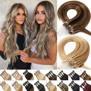 1G/S  Micro Loop Ring Nano Beads Remy Human Hair Extensions Balayage THCIK 200S - Picture 1 of 31