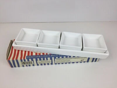 10 Strawberry Street 5 pc Porcelain Multi Purpose Condiment Bar Snack Server NIB - Image 1 of 4