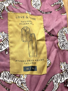 Love & Lore Tiger & Mauve Pyjama set, size XL, with travel bag - Picture 1 of 19