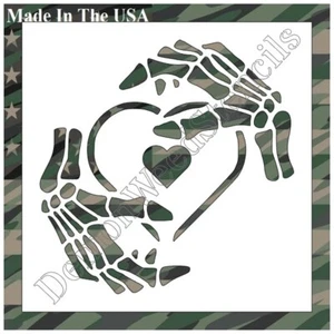 8"x8" Clear Plastic Stencil - Skeleton Hands Around Heart (SCA175) (.007") - Picture 1 of 2