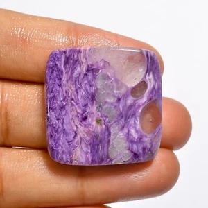 Natural Charoite Gemstone 49.50 Cts Loose Cushion Cabochon Indonesia 27X26X6 mm - Picture 1 of 6
