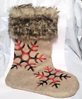4 LARGE Christmas Stockings, Faux fur tops w/ Snowflakes, EUC