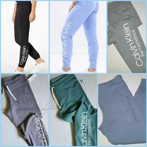 CALVIN KLEIN Womens Sweatpants Fleece Joggers Big LOGO 1 Pant M L XL 2XL Gray - Picture 1 of 31