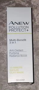 AVON ANEW POLLUTION PROTECT + CLAY MASK 15 MINUTE MULTI BENEFIT 3 IN 1 50ML NEW - Picture 1 of 1