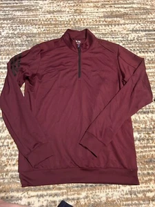 Adidas Para Hombres Climalite Golf 1/4 Cremallera Cuello Alto Manga Larga Pequeño Borgoña - Imagen 1 de 3