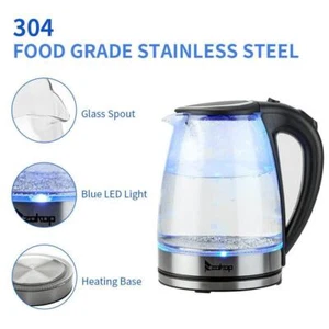 Electric Water Kettle BPA-Free Glass Tea Kettle with LED Fast Boiling 1.8L 1500W - Picture 1 of 10