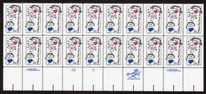 Scott #2104 Stick Figure Family Unity Plate Block of 20 Stamps - MNH P#22-2 Bott - Picture 1 of 1