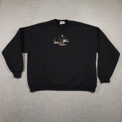 Vtg 90s Artisans Crewneck Sweatshirt Sweater Women’s 2X Black Christmas Scene - Image 1 of 4