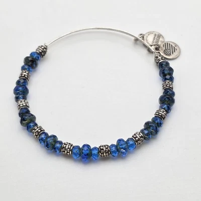 ALEX & ANI Crystal Bracelet Royal Blue Crystals Silver Plate Made in USA!! - Image 1 of 4