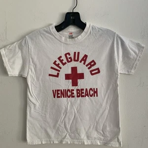 Hanes White Graphic “Lifeguard Venice Beach”  T-Shirt Size S Youth - Picture 1 of 4