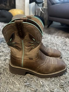 Womens Justin Boots Gypsy Nettie Sz 9.5 Brown Leather Square Toe Cowgirl GY9536 - Picture 1 of 8
