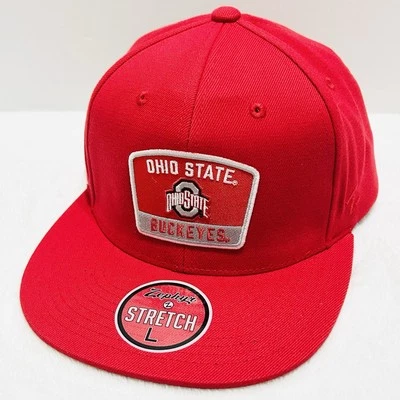 Zephyr Ohio State Buckeyes Logo Flat Bill Hat Cap Stretch Flex Large Red NCAA - Image 1 of 4