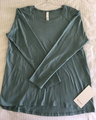 NWT Lululemon EMERALD LONG SLEEVE Cotton Blend LS Top Green AQCG Size 12 - Image 1 of 4