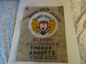 WWII USAAF 100 th BOMB GRP BLOODY HUNDREDTH READY ROOM WALL FLAG(A) - Picture 1 of 3