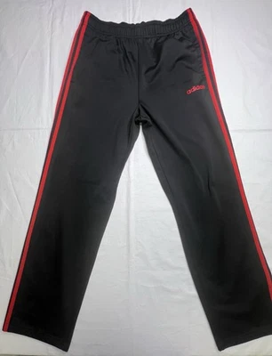 Pantalones deportivos Adidas unisex grandes negros 3 rayas rojas talla L Foto 1 de 4