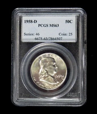 1958-D Franklin Silver Half Dollar PCGS MS 63 - Image 1 of 2