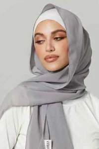 Bufanda de Gasa Hiyab Alta Calidad Elegante Sarong Chal Envoltura Liso Maxi Suave Gris - Imagen 1 de 2