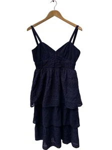 Boden Navy Cotton Broderie Anglaise Midi Dress Size UK 6P 1 RVB001 - Picture 1 of 7