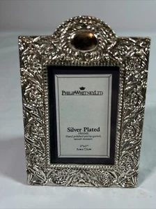 "Marco de fotos Philip Whitney enchapado en plata ornamentado 2x3"" caballete trasero NUEVO - Imagen 1 de 4