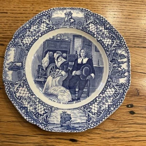 Crown Ducal England Colonial Times Salad Plate 8” Speak for Yourself, John - Picture 1 of 9
