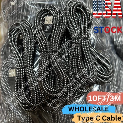 Bulk Lot 10ft USB  Type C Fast Charger Cable Charging Cord For Samsung S8 S9 S10 - Image 1 of 4