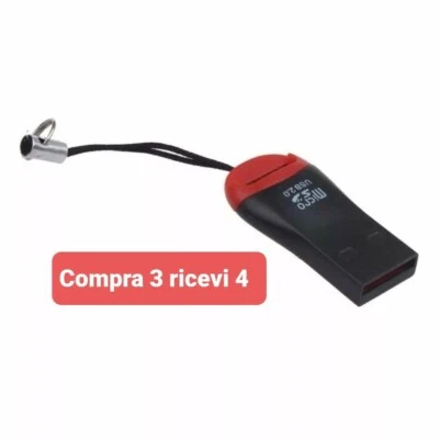 LETTORE ADATTATORE MICRO SD USB 2.0 CARD READER SDHC SCHEDE MEMORIA CHIAVETTA - Immagine 1 di 4