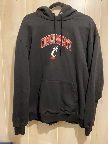Cincinnati Bearcats Hoodie Mens Extra Large Black Pullover Sweatshirt Champion Cover