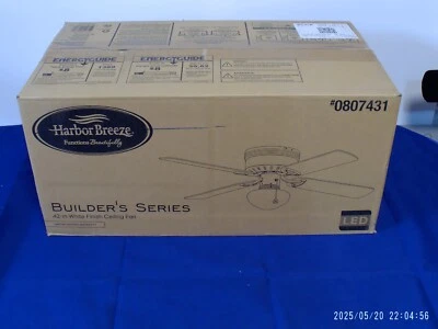 "New" Harbor Breeze 42" White Finish Ceiling Fan Builder Series w/LED Light - Image 1 of 4