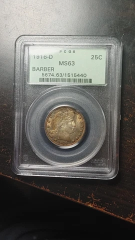 1916 D Barber Quarter 25C OGH Old Green Holder PCGS MS63 Beautiful          2388 Cover
