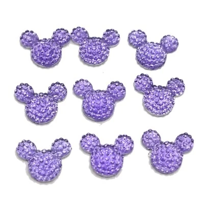 100 Purple Flatback Resin Dotted Rhinestone Gems Mouse Head 14X12mm - Image 1 of 4