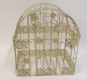Jaula de oferta de alambre blanca Shabby Chic con decoración de vid de hiedra - Imagen 1 de 6