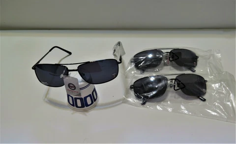THREE (3) PAIR MINNESOTA TWINS, PROTECTIVE, GUNMETAL AVIATOR SUNGLASSES Cover