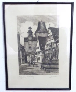 Imagen grabado Rothenburg Tauber Rödergasse Röderbogen carro tirado por caballos A. Bruck - Imagen 1 de 6