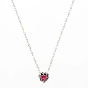 Genuine Pandora Pink Elevated Heart Halo Necklace 398425C02-45 - Picture 1 of 2