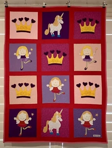 Handmade Fairy , Princess and Unicorn Patchwork Baby Cot Quilt - Picture 1 of 7