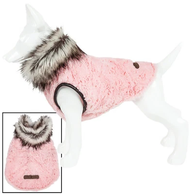 Pet Life 'Pinkachew' Charming Designer Fashion Mink Fur Dog Coat Jacket