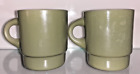 Lot of 2 VTG Anchor Hocking FIRE KING Green Coffee Mugs 1950's or 1960's NICE!!