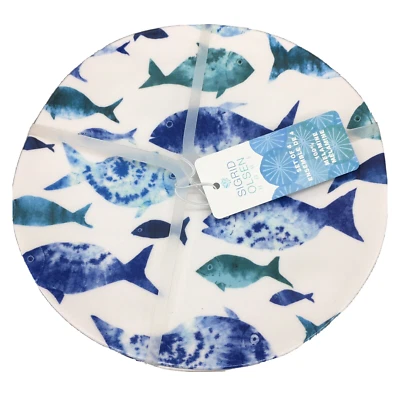 Juego de 4 platos de ensalada de melamina de pescado SIGRID OLSEN verde azulado azul tie die océano 8,5" Foto 1 de 4